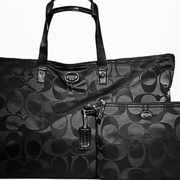 COACH GETAWAY SIGNATURE NYLON PACKABLE WEEKENDER Travel Tote w/ Pouch NWT - Picture 7 of 7